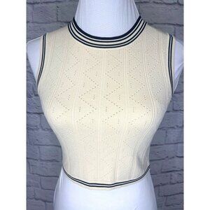 House of Harlow 1960 Crop Vest Ivory and Black Ladies Size MED